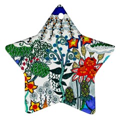 Moon And Flowers Abstract Star Ornament (two Sides) by okhismakingart