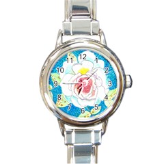 Favorite Rose Watercolor   Round Italian Charm Watch by okhismakingart