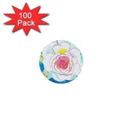 Favorite Rose Watercolor   1  Mini Buttons (100 Pack)  by okhismakingart