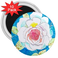 Favorite Rose Watercolor   3  Magnets (10 Pack)  by okhismakingart