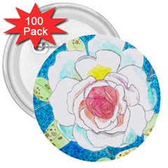 Favorite Rose Watercolor   3  Buttons (100 Pack)  by okhismakingart