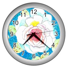 Favorite Rose Watercolor   Wall Clock (silver) by okhismakingart