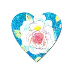 Favorite Rose Watercolor   Heart Magnet by okhismakingart