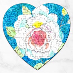 Favorite Rose Watercolor   Jigsaw Puzzle (heart) by okhismakingart