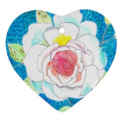 Favorite Rose Watercolor   Heart Ornament (two Sides) by okhismakingart