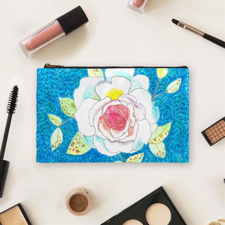 Favorite Rose Watercolor   Cosmetic Bag (Medium)