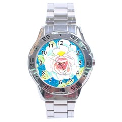 Favorite Rose Watercolor   Stainless Steel Analogue Watch by okhismakingart