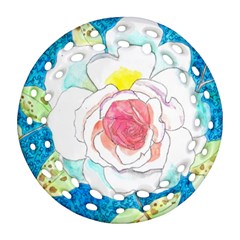 Favorite Rose Watercolor   Ornament (round Filigree) by okhismakingart