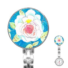 Favorite Rose Watercolor   Stainless Steel Nurses Watch by okhismakingart