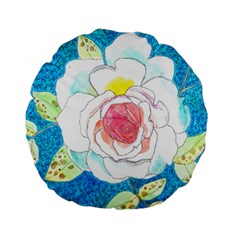 Favorite Rose Watercolor   Standard 15  Premium Flano Round Cushions by okhismakingart