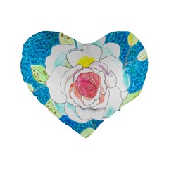 Favorite Rose Watercolor   Standard 16  Premium Flano Heart Shape Cushions by okhismakingart