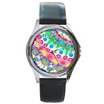 Plant Abstract Round Metal Watch Front