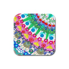 Plant Abstract Rubber Square Coaster (4 Pack)  by okhismakingart