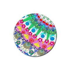 Plant Abstract Rubber Coaster (round)  by okhismakingart