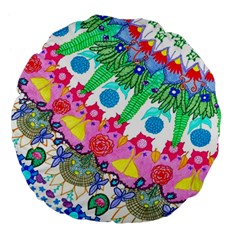 Plant Abstract Large 18  Premium Flano Round Cushions by okhismakingart