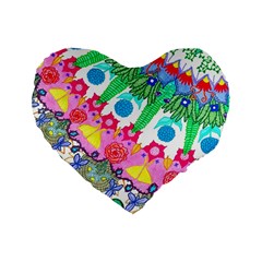 Plant Abstract Standard 16  Premium Flano Heart Shape Cushions by okhismakingart