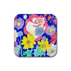 London Flora  Rubber Coaster (square)  by okhismakingart