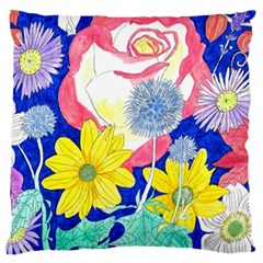 London Flora  Large Cushion Case (one Side) by okhismakingart