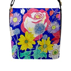 London Flora  Flap Closure Messenger Bag (l) by okhismakingart