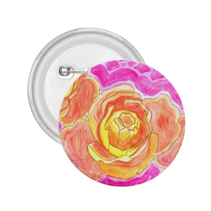 Orange Roses Watercolor 2.25  Buttons