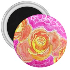 Orange Roses Watercolor 3  Magnets by okhismakingart