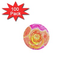 Orange Roses Watercolor 1  Mini Buttons (100 Pack)  by okhismakingart