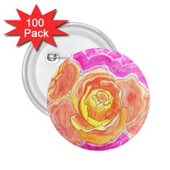 Orange Roses Watercolor 2 25  Buttons (100 Pack)  by okhismakingart