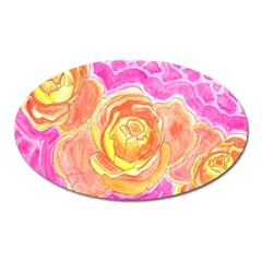 Orange Roses Watercolor Oval Magnet by okhismakingart