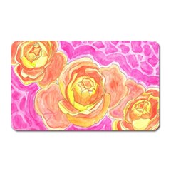 Orange Roses Watercolor Magnet (rectangular) by okhismakingart