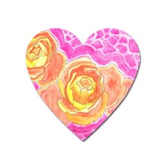 Orange Roses Watercolor Heart Magnet by okhismakingart