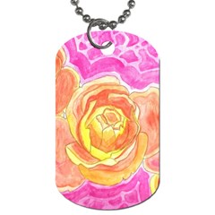 Orange Roses Watercolor Dog Tag (one Side) by okhismakingart