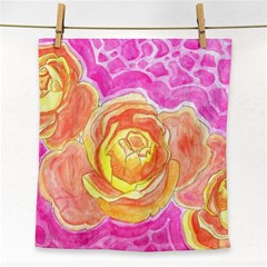 Orange Roses Watercolor Face Towel by okhismakingart