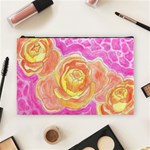 Orange Roses Watercolor Cosmetic Bag (Large) Front