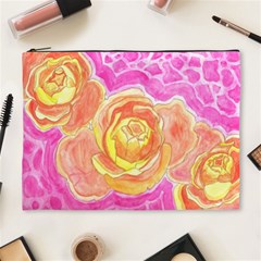 Orange Roses Watercolor Cosmetic Bag (xl) by okhismakingart