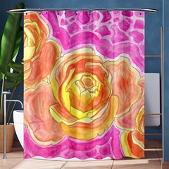 Orange Roses Watercolor Shower Curtain 60  X 72  (medium)  by okhismakingart