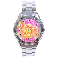 Orange Roses Watercolor Stainless Steel Analogue Watch by okhismakingart