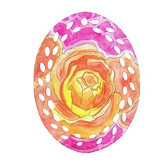 Orange Roses Watercolor Oval Filigree Ornament (two Sides) by okhismakingart