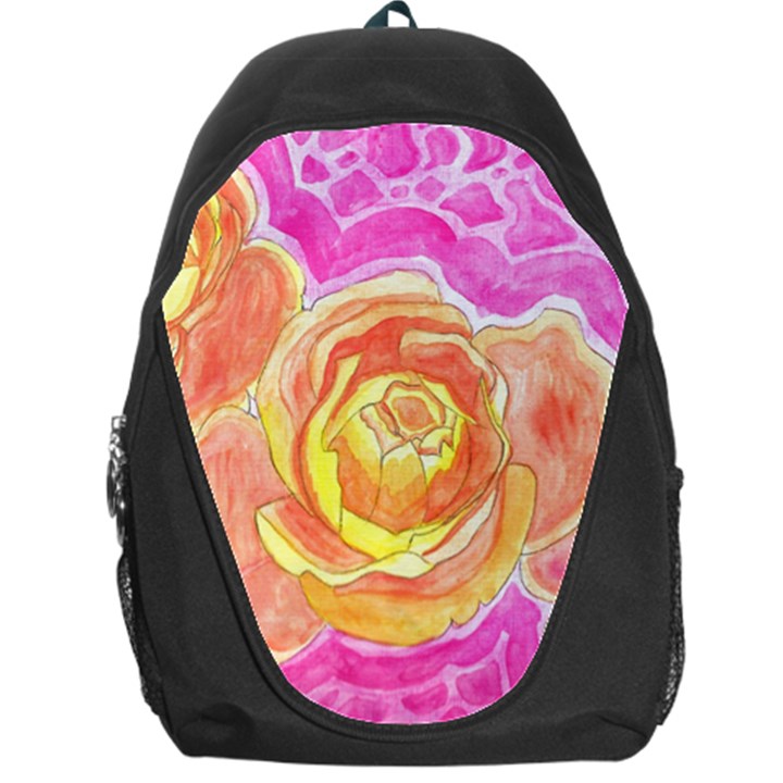 Orange Roses Watercolor Backpack Bag