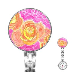 Orange Roses Watercolor Stainless Steel Nurses Watch by okhismakingart