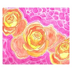 Orange Roses Watercolor Double Sided Flano Blanket (small)  by okhismakingart