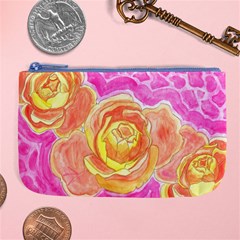 Orange Roses Watercolor Large Coin Purse by okhismakingart