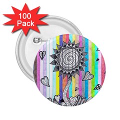 Striped Flower 2 25  Buttons (100 Pack)  by okhismakingart