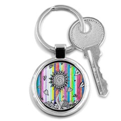 Striped Flower Key Chains (round)  by okhismakingart