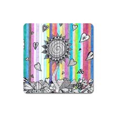 Striped Flower Square Magnet by okhismakingart