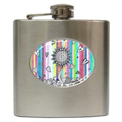 Striped Flower Hip Flask (6 Oz) by okhismakingart