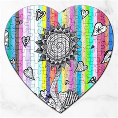 Striped Flower Jigsaw Puzzle (heart) by okhismakingart