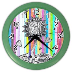 Striped Flower Color Wall Clock by okhismakingart