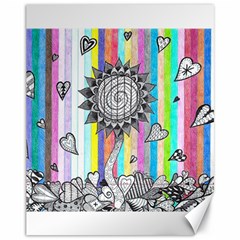 Striped Flower Canvas 11  X 14  by okhismakingart