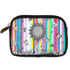 Striped Flower Digital Camera Leather Case by okhismakingart