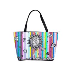 Striped Flower Classic Shoulder Handbag by okhismakingart